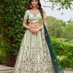 Warthy Ent Embroidered Thread Work Semi-Stitched Lehenga & Unstitched Blouse With Dupatta-picture-40