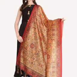 Kaizen TEXO FAB Red & Orange Ethnic Motifs Printed Dupatta-56