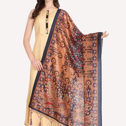 Kaizen TEXO FAB Black & Blue Ethnic Motifs Printed Dupatta-19