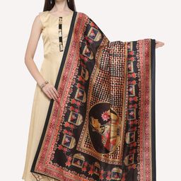 Kaizen TEXO FAB Black & Blue Ethnic Motifs Printed Dupatta-18