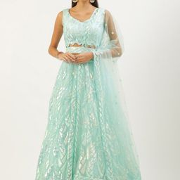 FABPIXEL Embroidered Sequinned Semi-Stitched Lehenga & Unstitched Blouse With Dupatta-18