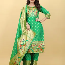 Royal Rajgharana Saree Ethnic Motifs Woven Design Zari Pure Silk Unstitched Dress Material-picture-7