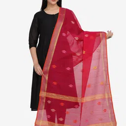 THE WEAVE TRAVELLER Pink & Gold-Toned Ethnic Motifs Woven Design Dupatta with Zari-picture-43