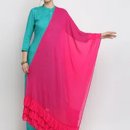 Dupatta Bazaar Fuchsia Ruffled Dupatta image 1