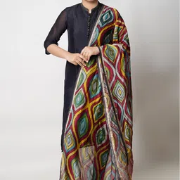 Unnati Silks Ethnic Motifs Printed Cotton Silk Dupatta-image-56