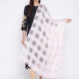Clora Creation Pink Checked Pure Cotton Dupatta-18