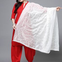 Clora Creation Striped Embroidered Sequinned Cotton Dupatta-10