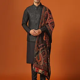 KISAH Regular Kurta With Churidar With Woven Design Nehru Jacket & Duppatta-41