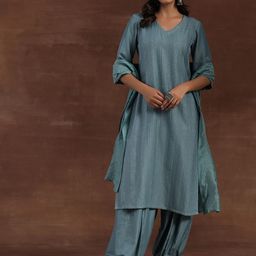 Libas Striped Thread Work Kurta with Salwar & With Dupatta-23
