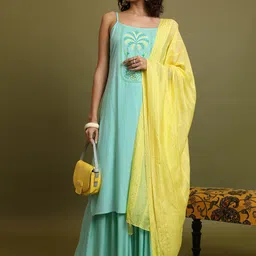 Vishudh Floral Printed Kurta & Sharara With Dupatta-picture-50