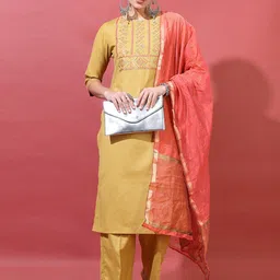 Vishudh Women Self-Design Polyester Kurta Set-image-46