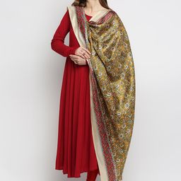 Dupatta Bazaar Mustard & White Printed Dupatta-4