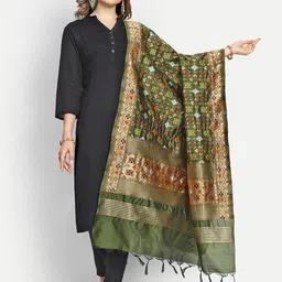 ESCORA Ethnic Motifs Woven Design Zari Dupatta-picture-47