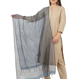 Rhe-Ana Blue Striped Art Silk Dupatta-58