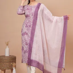 MissKurti Floral Printed Regular Thread Work Pure Cotton Kurta with Trousers & Dupatta-13