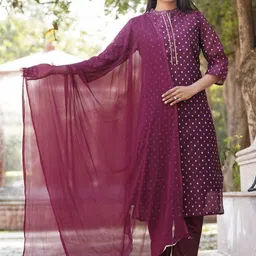 Kesarya Ethnic Motifs Woven Design Chanderi Silk Kurta With Trousers & Dupatta-picture-40