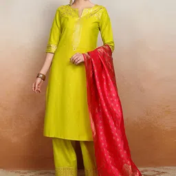 Vishudh Ethnic Motifs Printed Kurta With Palazzo & Dupatta-image-52