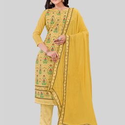 TAVAS Floral Embroidered Gotta Patti Unstitched Dress Material-image-60
