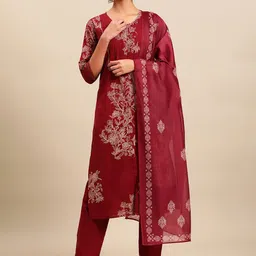 Sangria Women Printed Gotta Patti Pure Cotton Kurta with Trousers & Dupatta-32