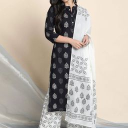 7Threads Women Ethnic Motifs Printed Regular Kurta with Trousers & With Dupatta-image-32