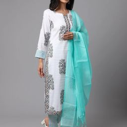 7Threads Women Ethnic Motifs Printed Regular Kurta with Trousers & With Dupatta-image-100