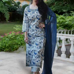 7Threads Women Ethnic Motifs Printed Regular Kurta with Trousers & With Dupatta-21