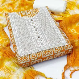 KALINI Ethnic Motifs Printed Pure Cotton Unstitched Dress Material-image-62
