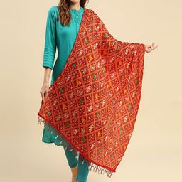 Dupatta Bazaar Red & Green Printed Dupatta-30