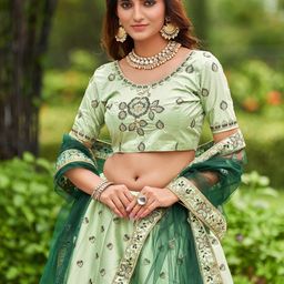 Warthy Ent Embroidered Thread Work Semi-Stitched Lehenga & Unstitched Blouse With Dupatta image 4