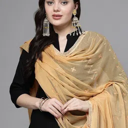 Clora Creation Geometric Embroidered Sequinned Chiffon Dupatta image 3