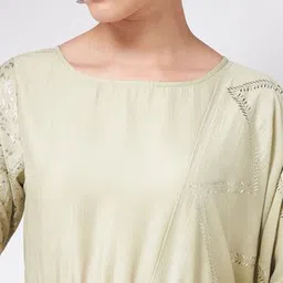 Pannkh Round Neck A-Line Kurta With Palazzos & Dupatta image 2