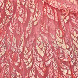 FABPIXEL Embellished Sequinned Net Semi-Stitched Lehenga & Unstitched Blouse With Dupatta image 4