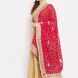 Clora Creation Printed Block Print Dupatta with Gotta Patti image 3