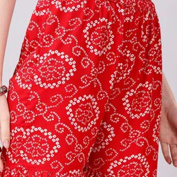 KALINI Bandhani Printed Mirror Work Kurti With Sharara & Dupatta image 3