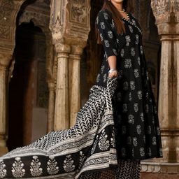 7Threads Women Ethnic Motifs Printed Regular Kurta with Trousers & With Dupatta image 3
