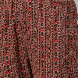 Yuris Women Rust Ethnic Motifs Printed Layered Pure Cotton Kurta with Trousers & Dupatta image 5