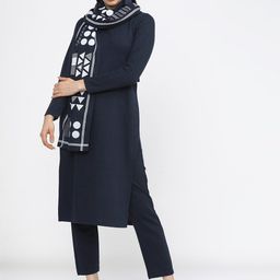Vishudh Navy Blue & White Printed Dupatta image 5