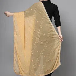 Clora Creation Geometric Embroidered Sequinned Chiffon Dupatta image 2