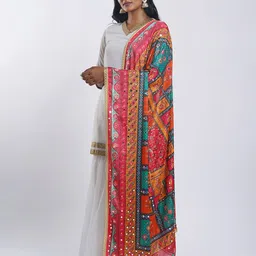 TEEJH Ethnic Motifs Printed Dupatta With Mirror Work image 4