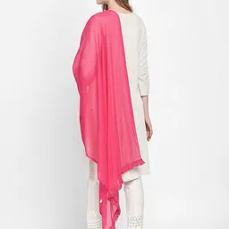 ORUS Peach-Coloured Solid Chiffon Dupatta image 2