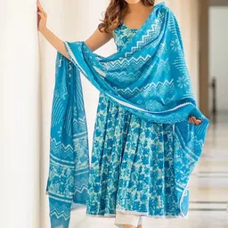 7Threads Women Ethnic Motifs Printed Regular Kurta with Trousers & With Dupatta image 2