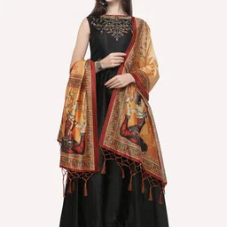 Kaizen TEXO FAB Maroon & Red Ethnic Motifs Printed Dupatta image 5