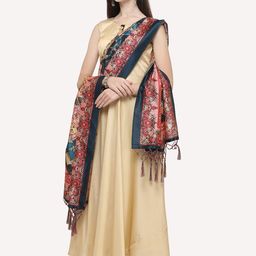 Kaizen TEXO FAB Green & Rust Ethnic Motifs Printed Dupatta image 4