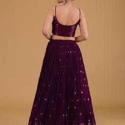 FABPIXEL Embroidered Sequinned Semi-Stitched Lehenga & Unstitched Blouse With Dupatta image 4