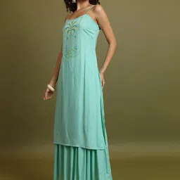 Vishudh Floral Printed Kurta & Sharara With Dupatta image 3