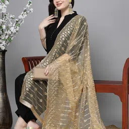 Clora Creation Embroidered Dupatta with Sequinned image 4