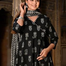7Threads Women Ethnic Motifs Printed Regular Kurta with Trousers & With Dupatta image 5