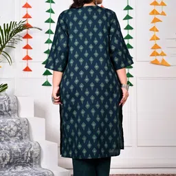 Swasti Plus Size Ethnic Motifs Printed Regular Pure Cotton Kurta With Trousers & Dupatta image 5