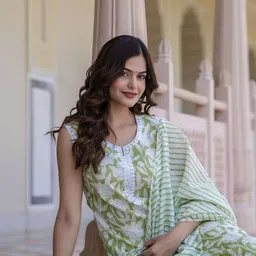 Anouk Women Floral Printed Regular Thread Work Pure Cotton Kurta with Pyjamas & With Dupatta-picture-50