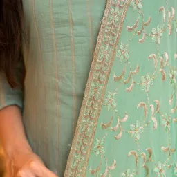 Label Shaurya Sanadhya Striped Zari Kurta with Trousers & With Dupatta image 5